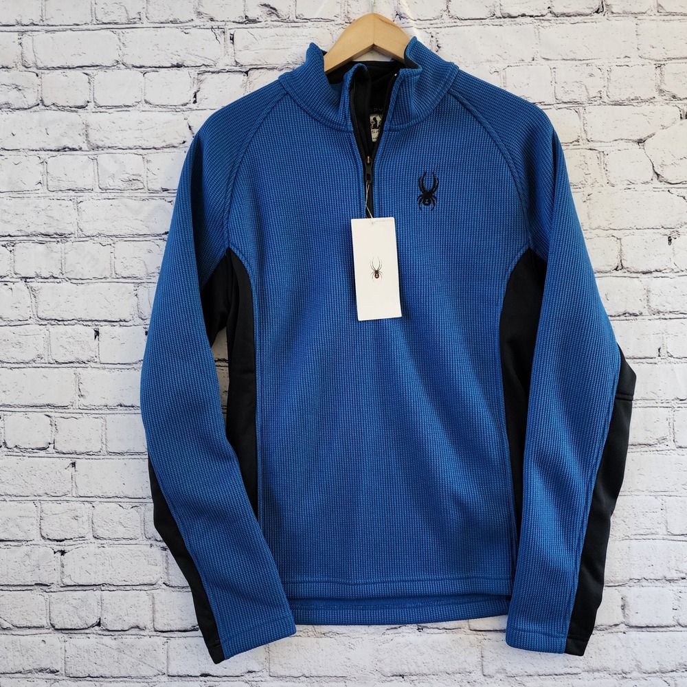 Spyder Outbound Mens Quarter Zip Fleece Jacket Blue Old Glory 205416 S NEW
